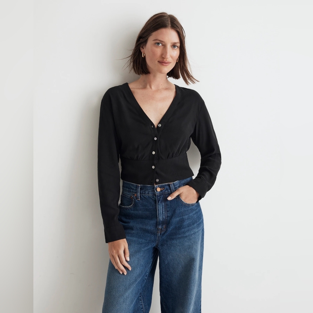 NWT Madewell V-Neck Button-Front Shirt Size XXS